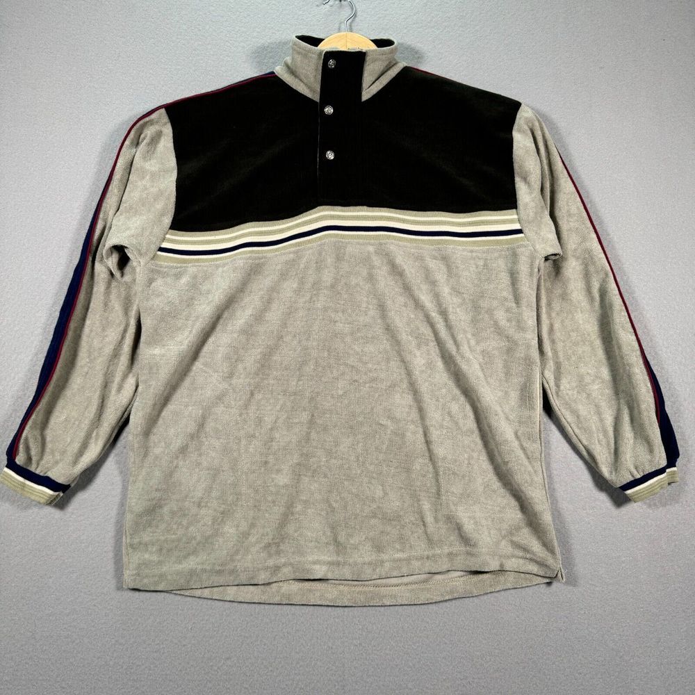 Vintage LA Gear Fleece Sweater Mens 2XL Multicolor Mockneck Snap Button Hip Hop‎